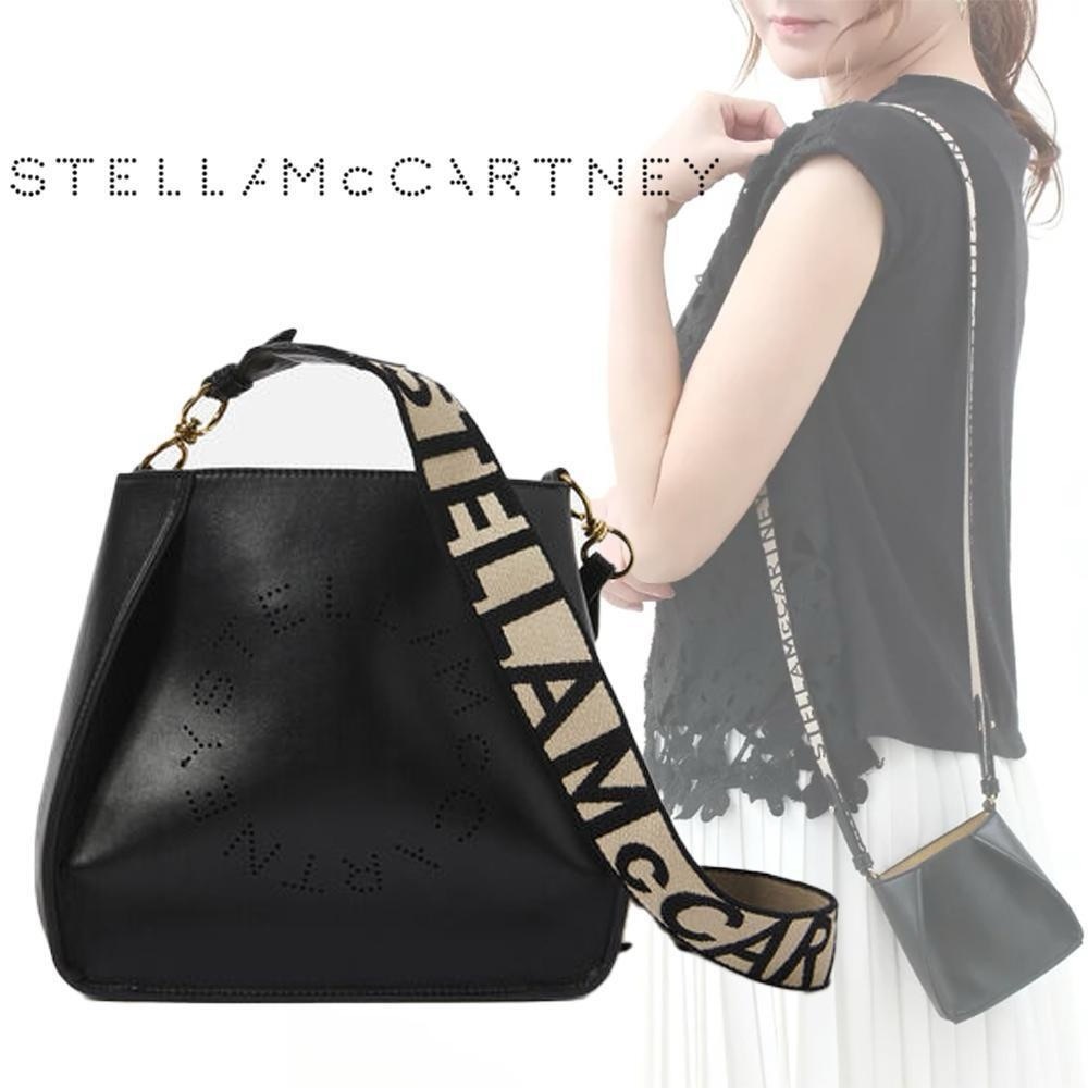 Stella McCartney Black Mini Bag with Logo Strap